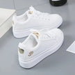 Casual Embroidered White Breathable Flower Lace-Up Sneakers  Style Ratio
