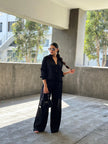 Casual Wide Leg Pants & Long Sleeve Front Tie Set  Style Ratio