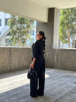 Casual Wide Leg Pants & Long Sleeve Front Tie Set  Style Ratio