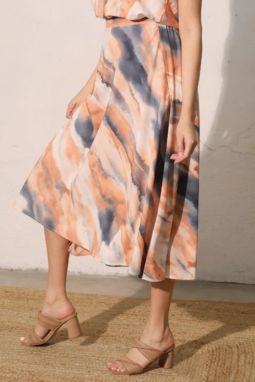 Cloud Tie Dye Midi Swing Skirt  Style Ratio