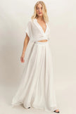 Collared Wrap Top & Wide-leg Pants Set  Style Ratio
