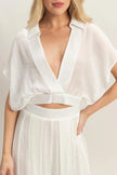 Collared Wrap Top & Wide-leg Pants Set  Style Ratio