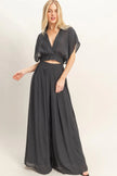 Collared Wrap Top & Wide-leg Pants Set  Style Ratio