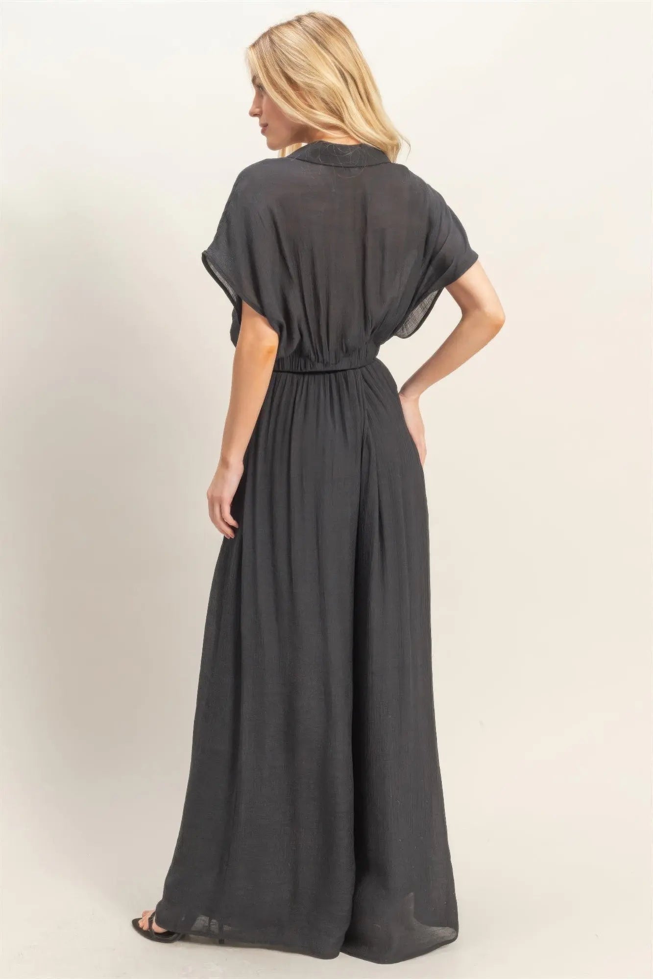 Collared Wrap Top & Wide-leg Pants Set  Style Ratio