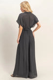 Collared Wrap Top & Wide-leg Pants Set  Style Ratio