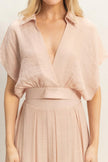 Collared Wrap Top & Wide-leg Pants Set  Style Ratio