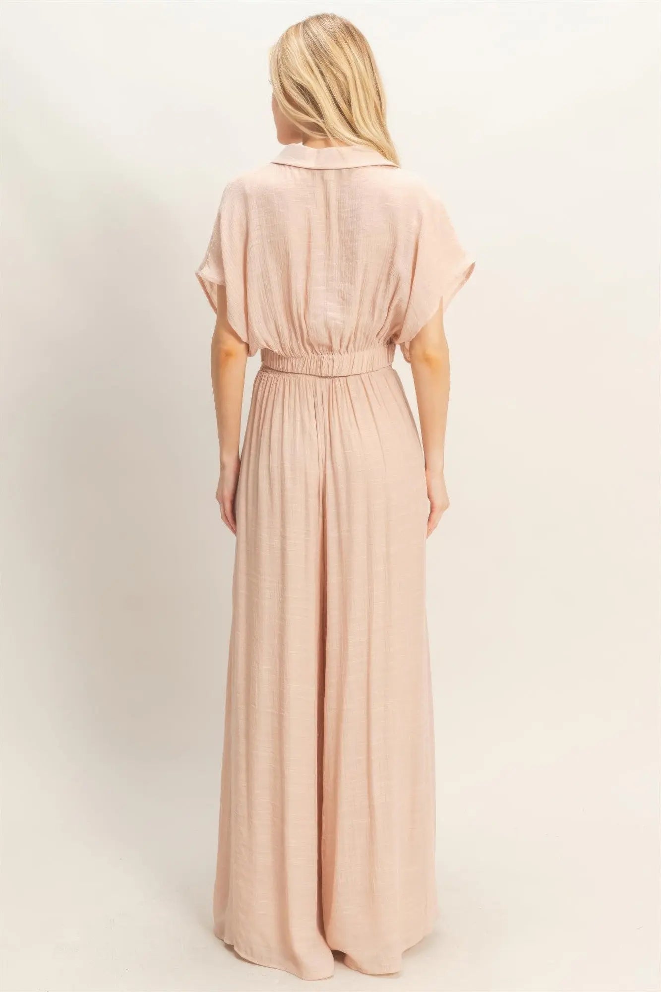 Collared Wrap Top & Wide-leg Pants Set  Style Ratio