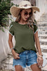 Color Block Trim Flutter Sleeve Round Neck Top  Style Ratio