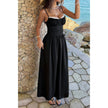 Contrast Color Lace Spaghetti Strap Long Dress  Style Ratio