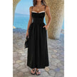Contrast Color Lace Spaghetti Strap Long Dress  Style Ratio