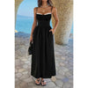 Contrast Color Lace Spaghetti Strap Long Dress  Style Ratio