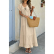 Cross Knot Color Block Pockets A Line Dress  Style Ratio