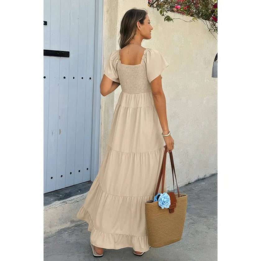 Cross Knot Color Block Pockets A Line Dress  Style Ratio