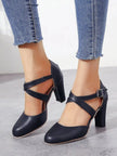 Cross-Strap Block Heel Pumps  Style Ratio