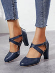 Cross-Strap Block Heel Pumps  Style Ratio