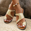 Toe Loop PU Leather Flats Sandals - Style Ratio