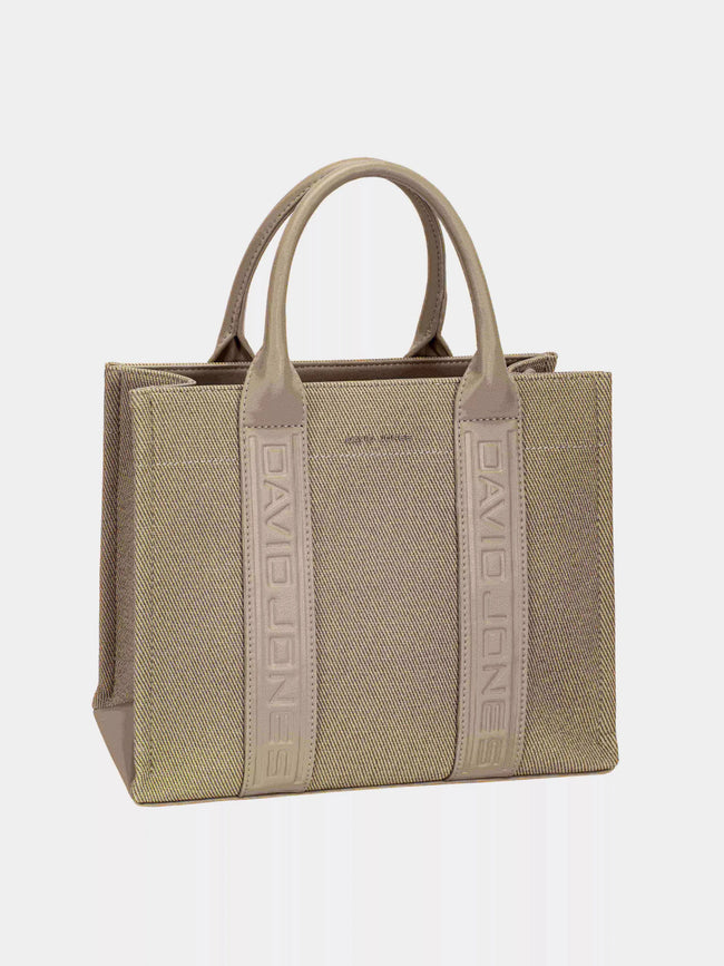 David Jones Canvas Tote Handbag with Contrast Leather Handles  Style Ratio