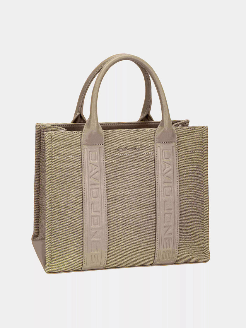 David Jones Canvas Tote Handbag with Contrast Leather Handles  Style Ratio