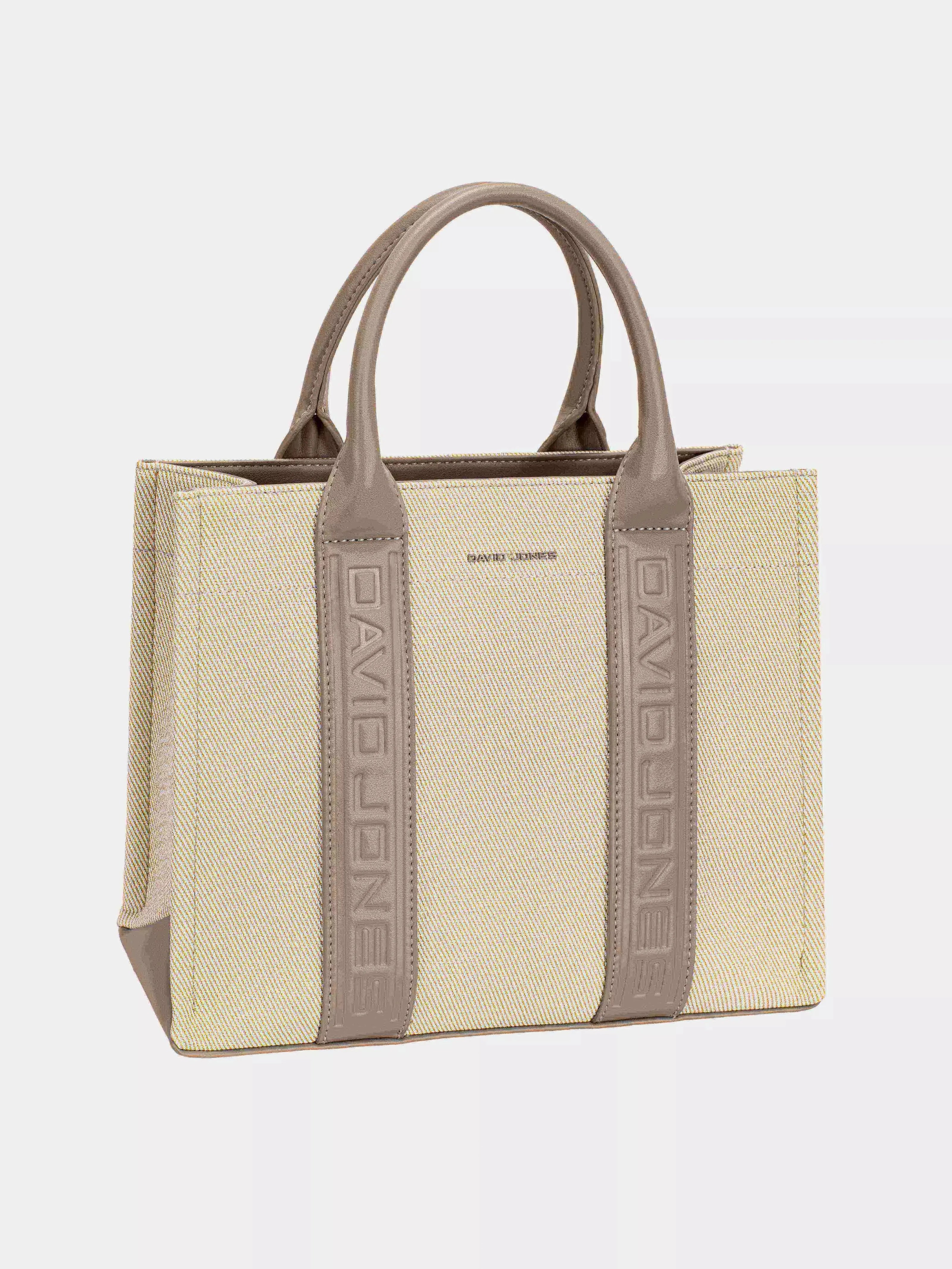 David Jones Canvas Tote Handbag with Contrast Leather Handles  Style Ratio