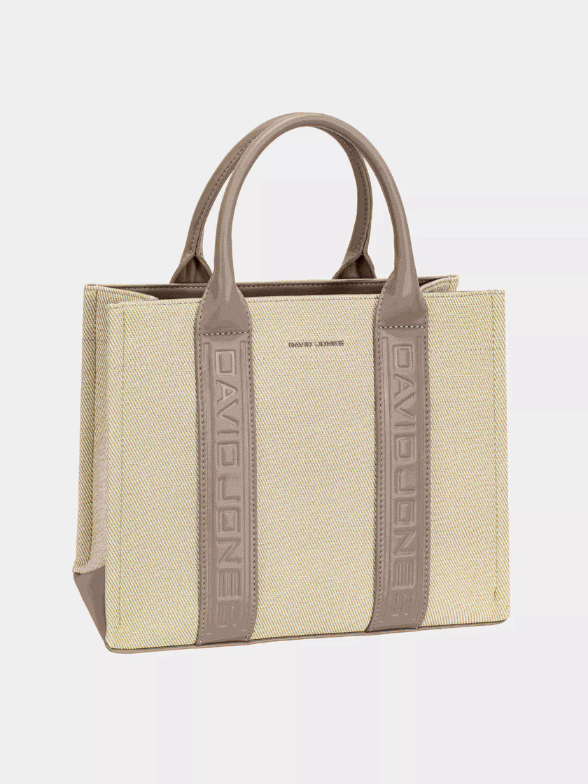 David Jones Canvas Tote Handbag with Contrast Leather Handles  Style Ratio