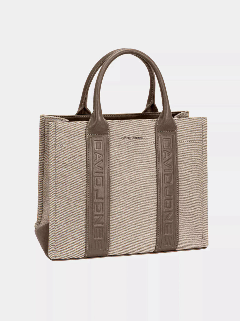 David Jones Canvas Tote Handbag with Contrast Leather Handles  Style Ratio