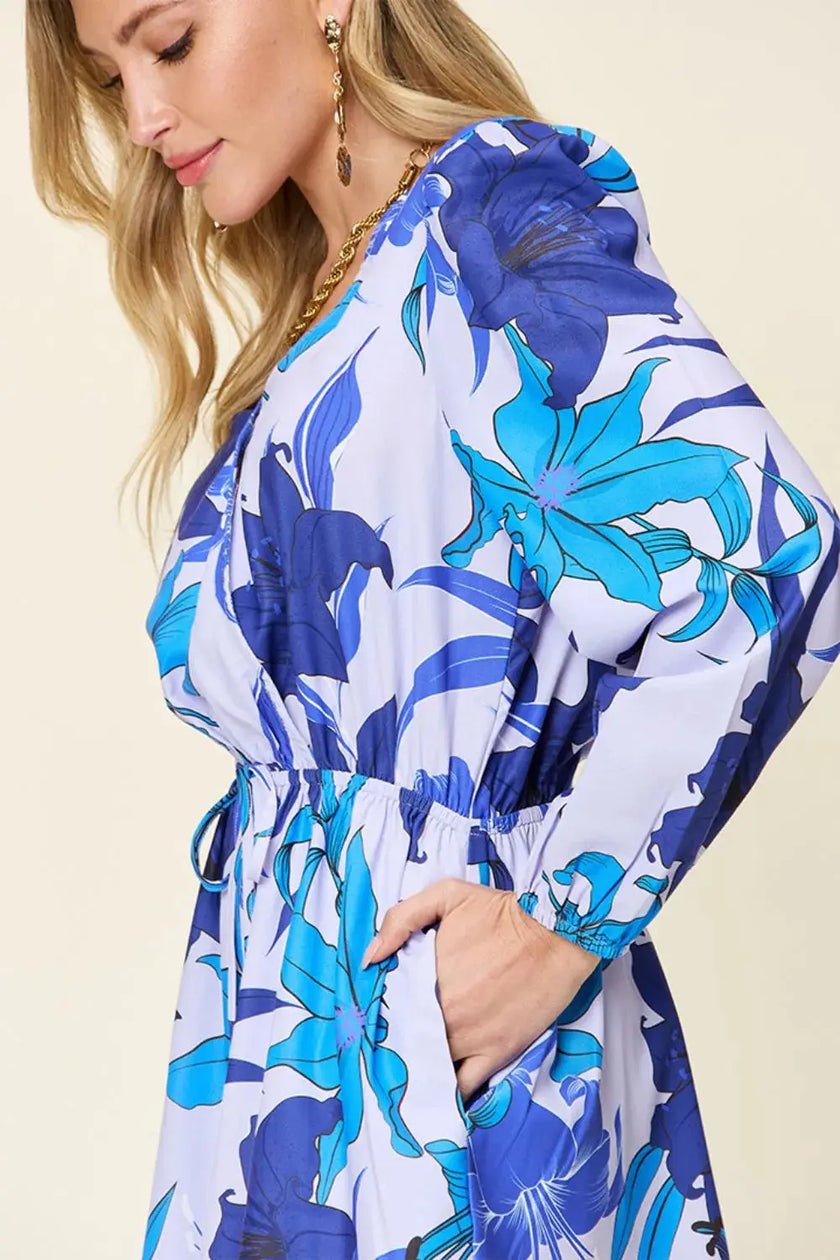 Double Take Full Size Floral Long Sleeve Romper with Pockets  Style Ratio