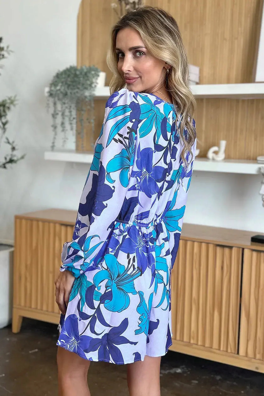 Double Take Full Size Floral Long Sleeve Romper with Pockets  Style Ratio