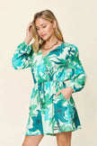Double Take Full Size Floral Long Sleeve Romper with Pockets  Style Ratio