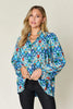 Double Take Full Size Printed Balloon Sleeve Blouse  Style Ratio