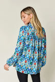 Double Take Full Size Printed Balloon Sleeve Blouse  Style Ratio