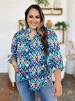 Double Take Full Size Printed Balloon Sleeve Blouse  Style Ratio
