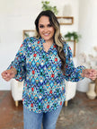 Double Take Full Size Printed Balloon Sleeve Blouse  Style Ratio