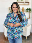 Double Take Full Size Printed Balloon Sleeve Blouse  Style Ratio