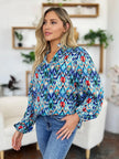 Double Take Full Size Printed Balloon Sleeve Blouse  Style Ratio