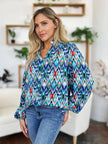 Double Take Full Size Printed Balloon Sleeve Blouse  Style Ratio