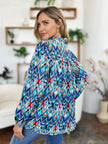 Double Take Full Size Printed Balloon Sleeve Blouse  Style Ratio