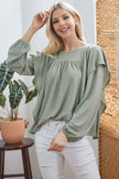 Draped Ruffle Longsleeve Top  Style Ratio