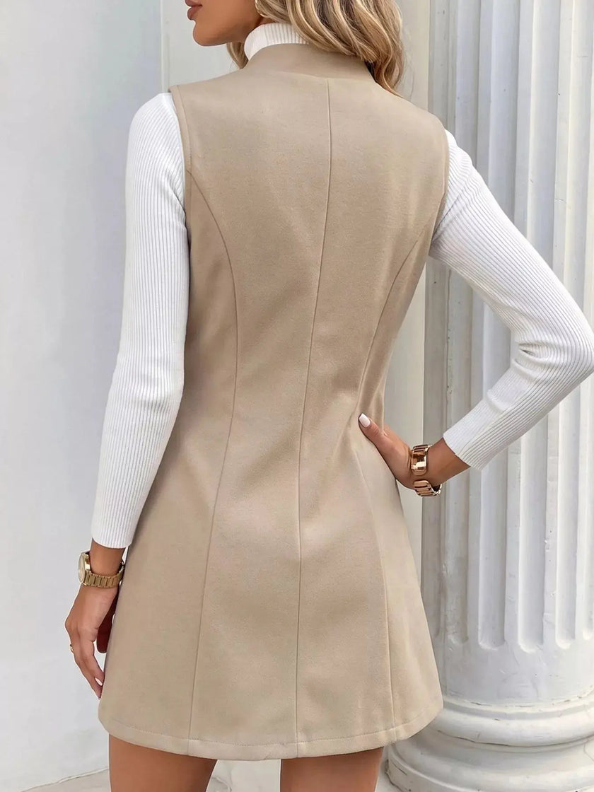 Elegant Button-Down Vest Coat  Style Ratio