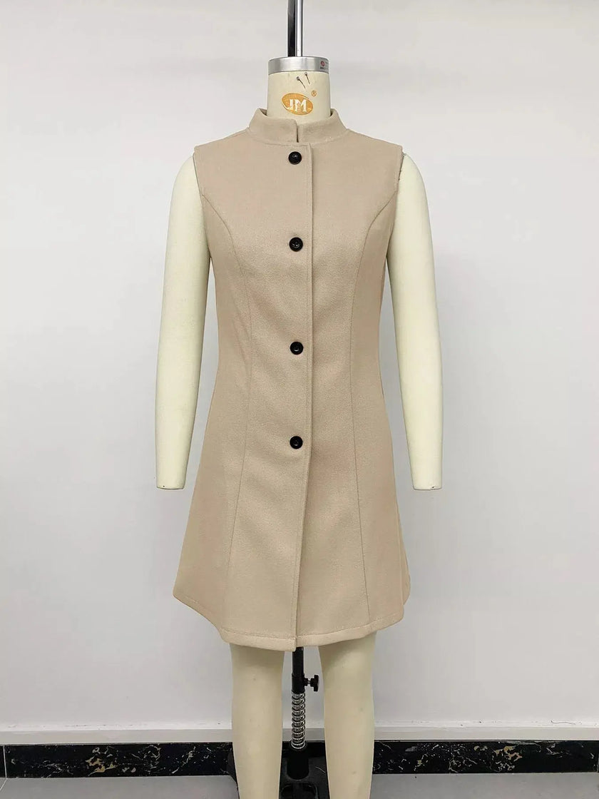 Elegant Button-Down Vest Coat  Style Ratio