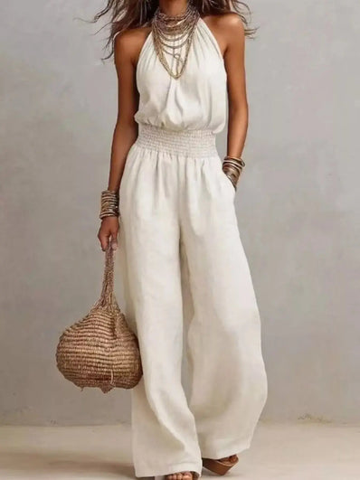 Elegant Halter Neck Wide-Leg Jumpsuit  Style Ratio