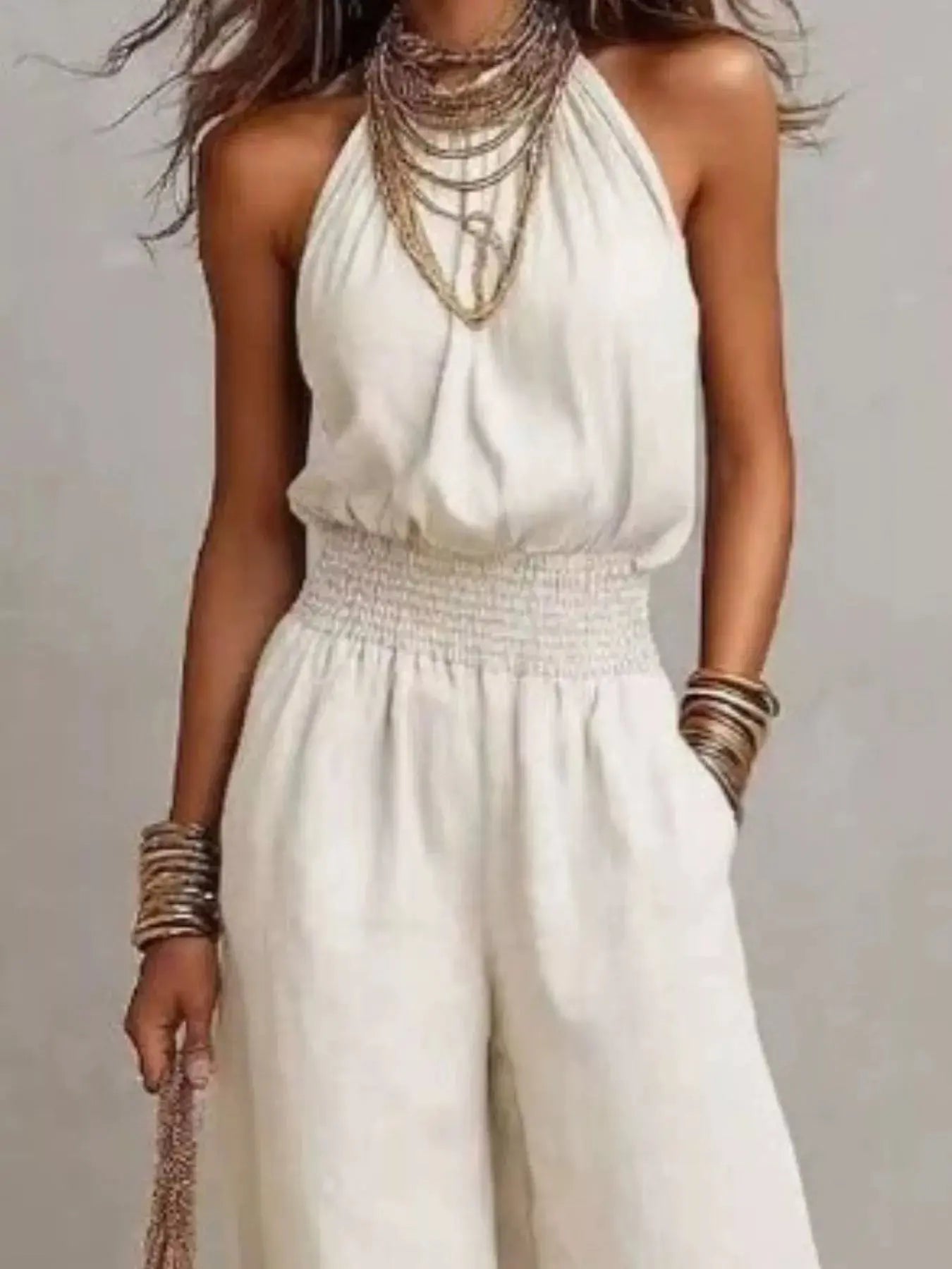Elegant Halter Neck Wide-Leg Jumpsuit  Style Ratio