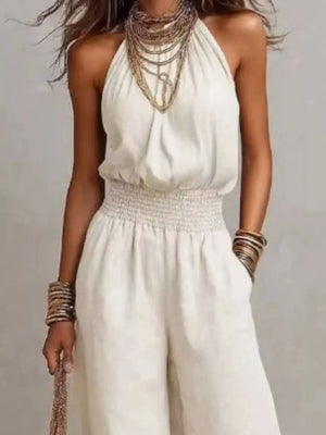 Elegant Halter Neck Wide-Leg Jumpsuit  Style Ratio