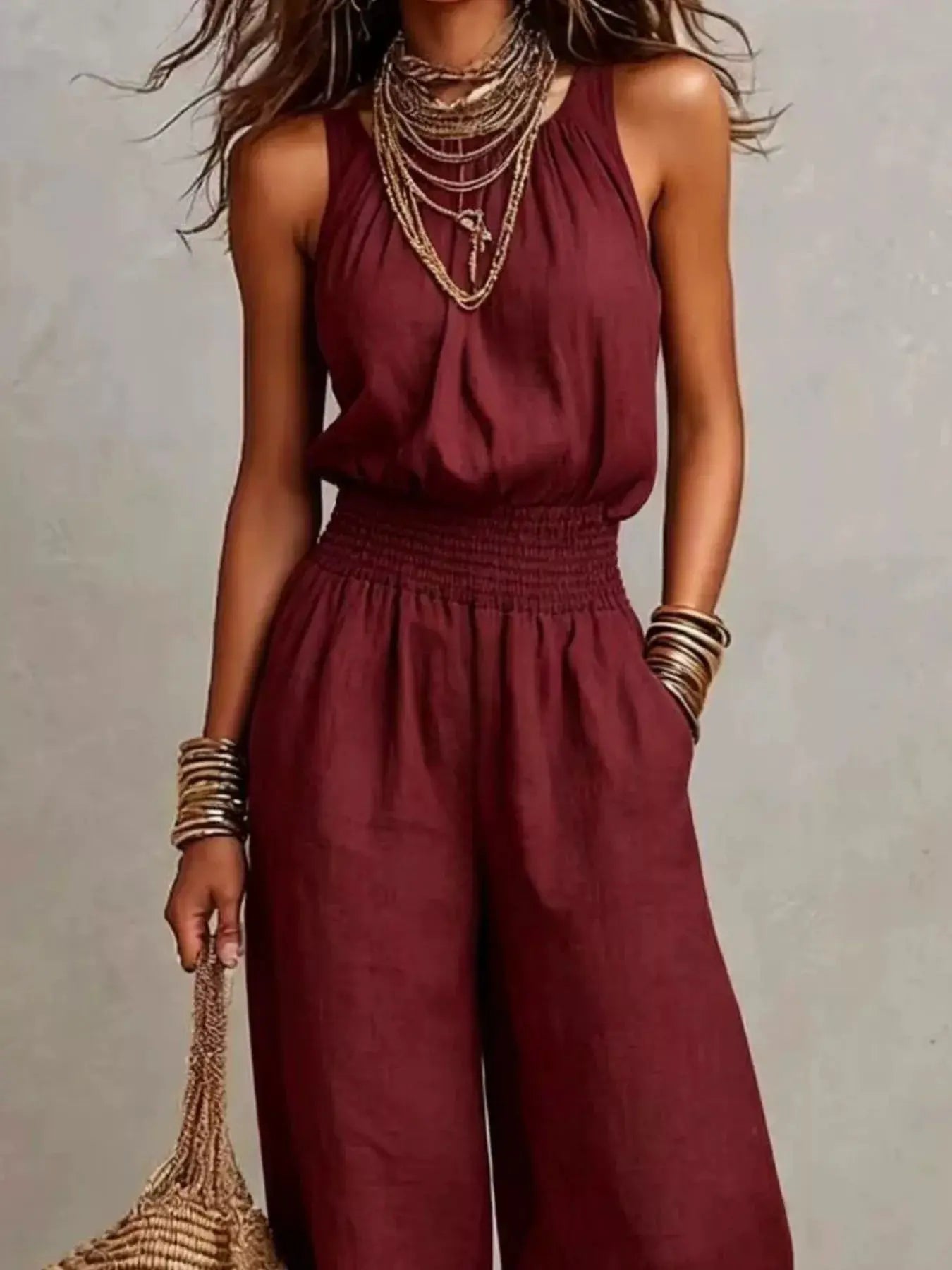 Elegant Halter Neck Wide-Leg Jumpsuit  Style Ratio