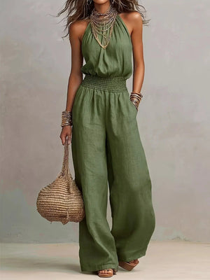 Elegant Halter Neck Wide-Leg Jumpsuit  Style Ratio