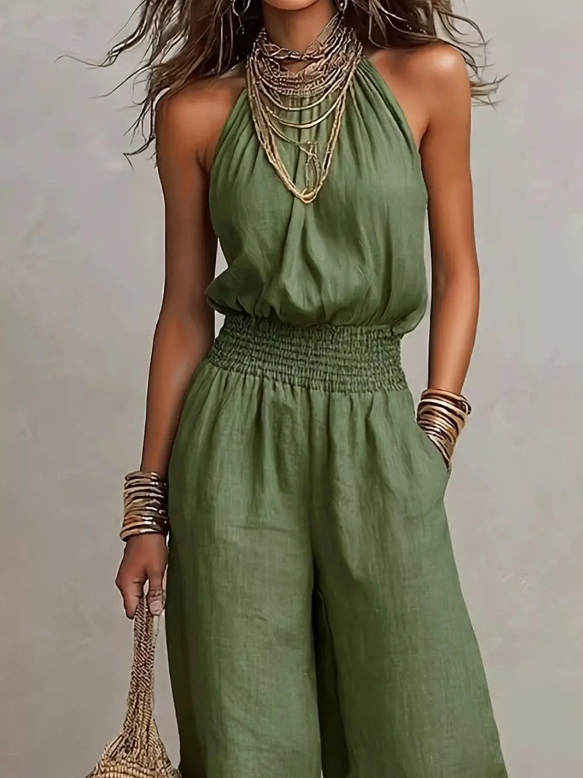 Elegant Halter Neck Wide-Leg Jumpsuit  Style Ratio