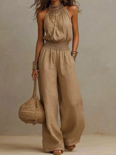 Elegant Halter Neck Wide-Leg Jumpsuit  Style Ratio