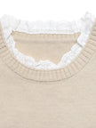 Elegant Lace Trim Round Neck Sweater  Style Ratio