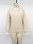 Elegant Lace Trim Round Neck Sweater  Style Ratio