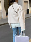 Elegant Stand Collar Open Front Outerwear  Style Ratio