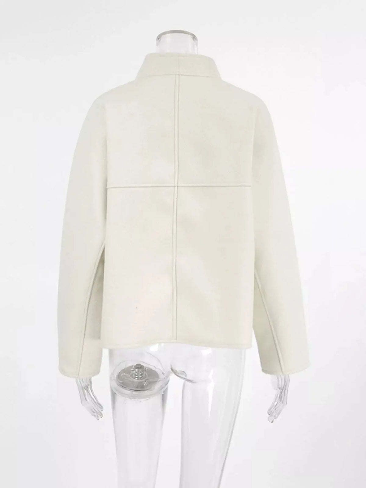 Elegant Stand Collar Open Front Outerwear  Style Ratio